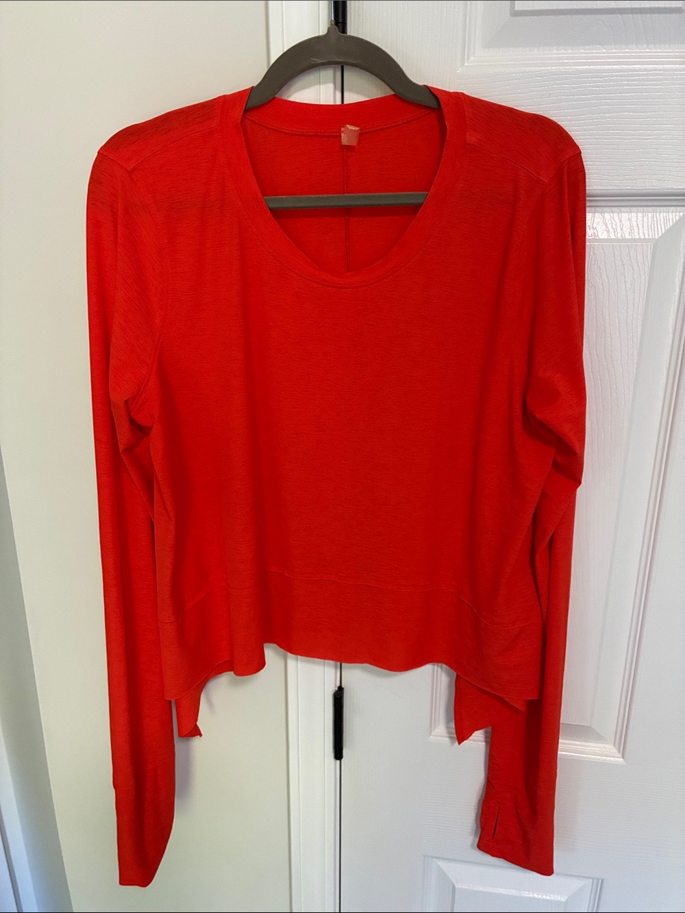 Free People Red Long-Sleeve Scoop Neck Tee